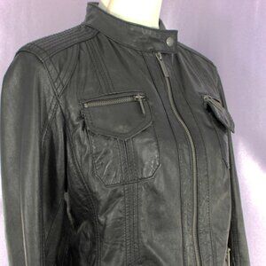 Michael Kors Women’s Black Leather Moto Jacket – Size Large – Retail $495